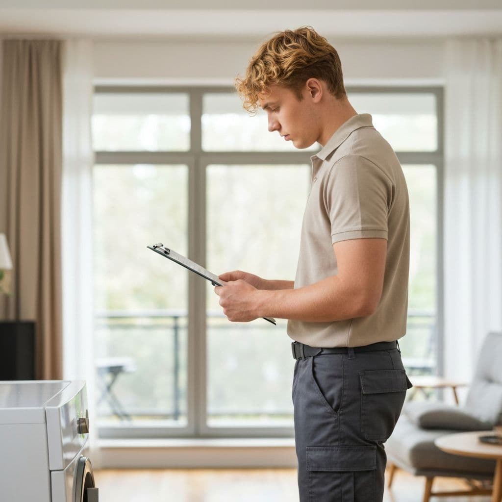 Technicus inspecteert een apparaat voor garantie