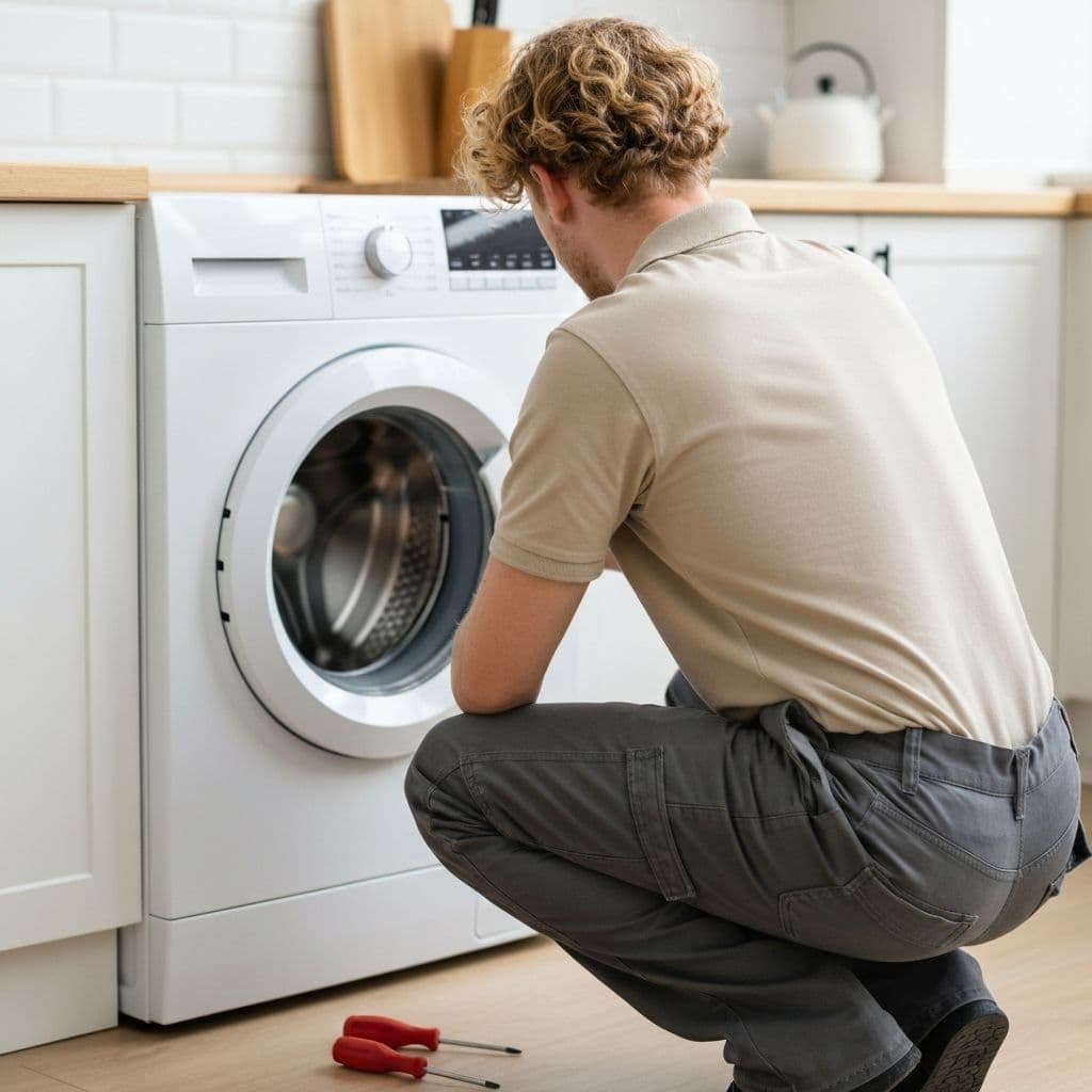 Techniker repariert eine Waschmaschine